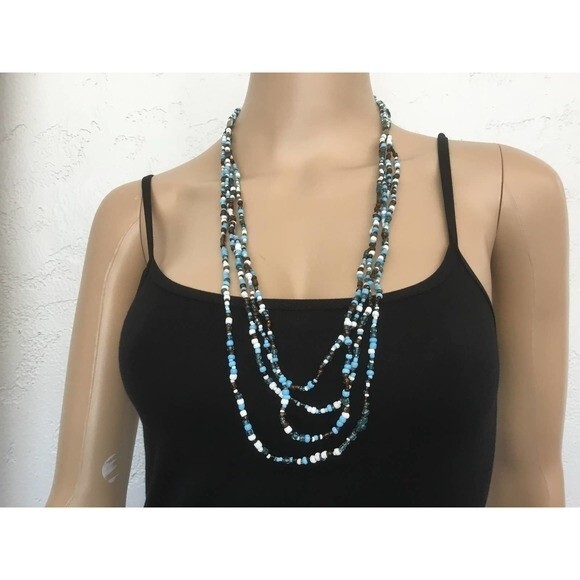 Multi Strand Multi Colored Bead Necklace - Picture 1 of 3